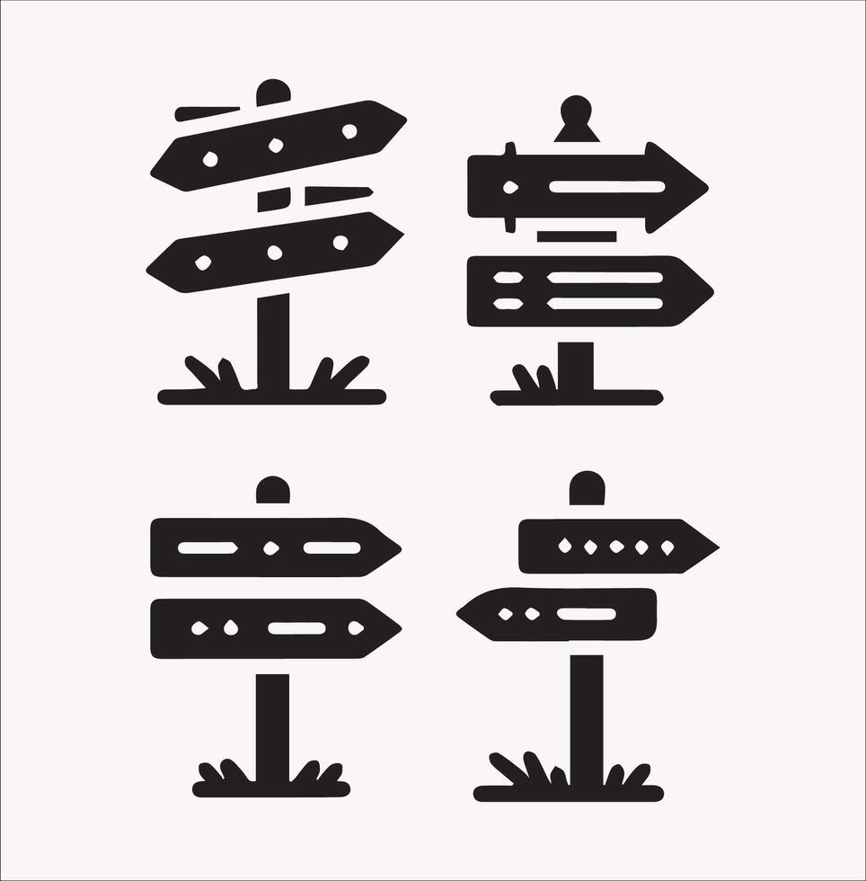 Silhouette of Traffic Direction Board for Road Sign Illustrations vector