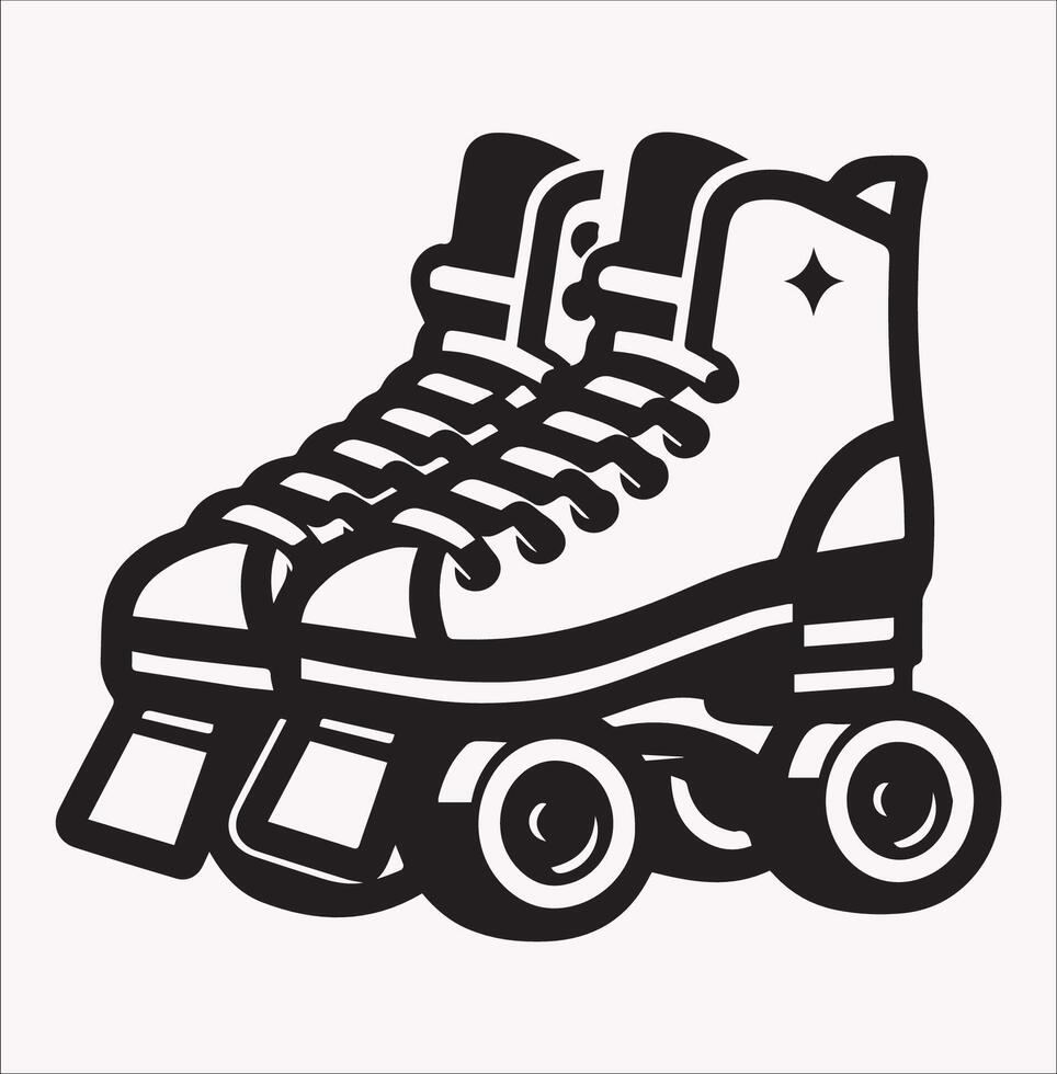 Roller Skates Boot Image Silhouette on Plain White Background vector