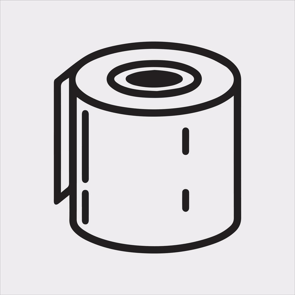 Toilet Paper Line Icon Silhouette on White Background vector