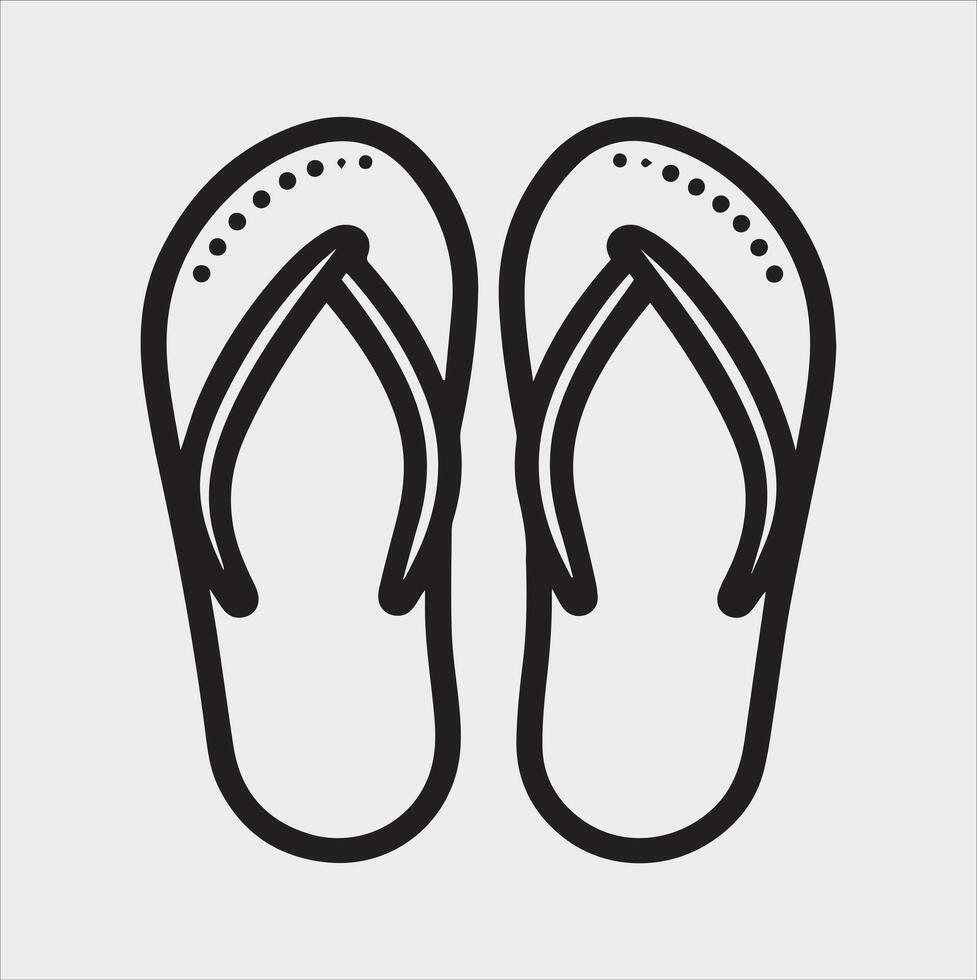 Simple and Stylish Slippers Outline Silhouette on White Backgrounds vector