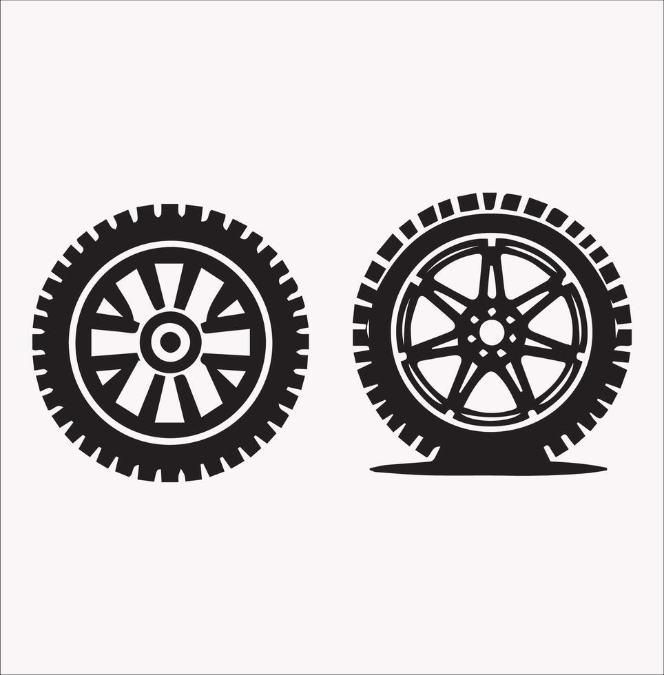 High Quality Car Tire Icon Silhouette on White Background vector