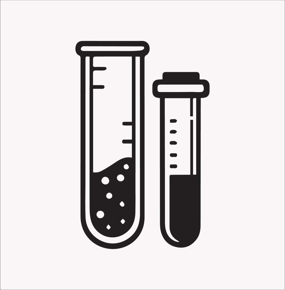 Test Tube Silhouettes in Black and White Different Styles vector