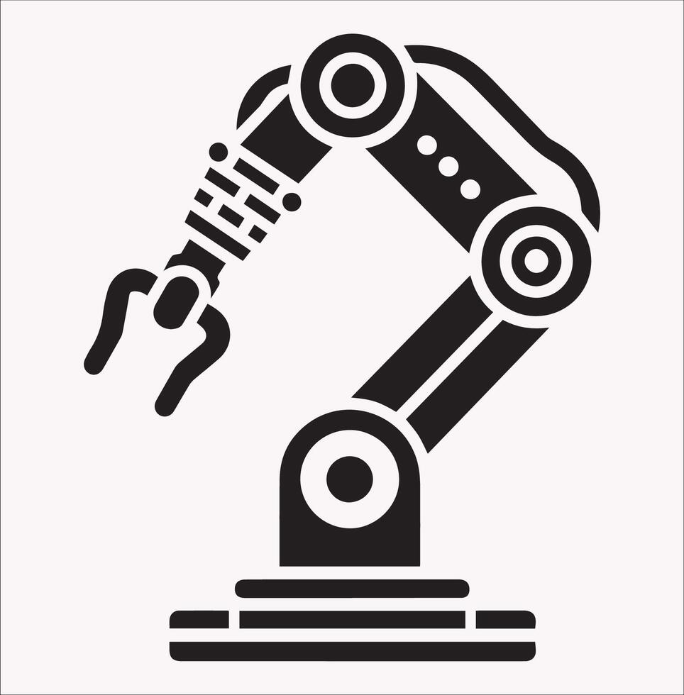 Silhouette of Robotic Arm on Plain White Background vector