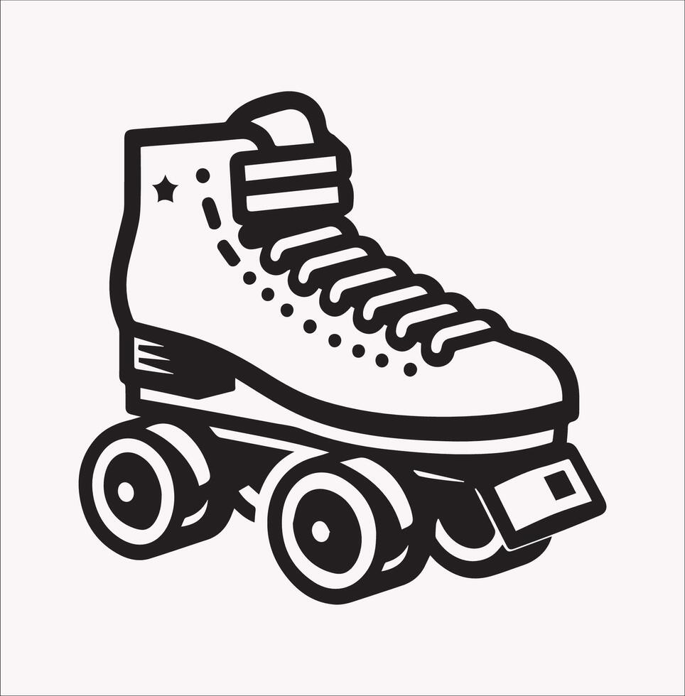 Roller Skates Boot Black Silhouette on White Canvas Background vector