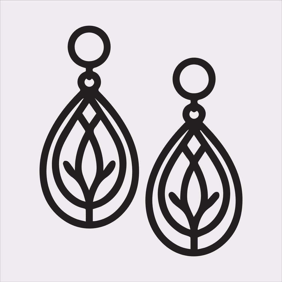 Classic Earring Icon Silhouette in Black vector