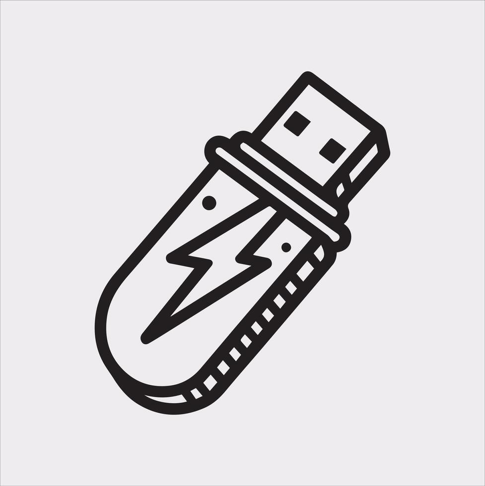 USB Flash Drive Silhouette Illustration Icon with White Background vector