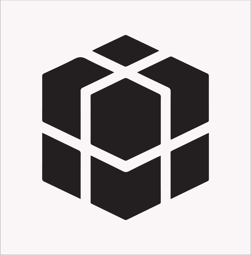 Isometric Cube Silhouette Illustration Icon on White Background vector