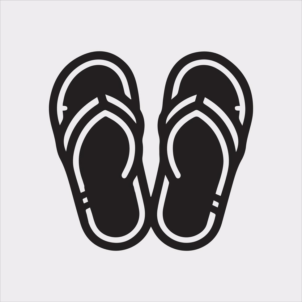 Slippers Outline Icon Clean Silhouette for Background vector