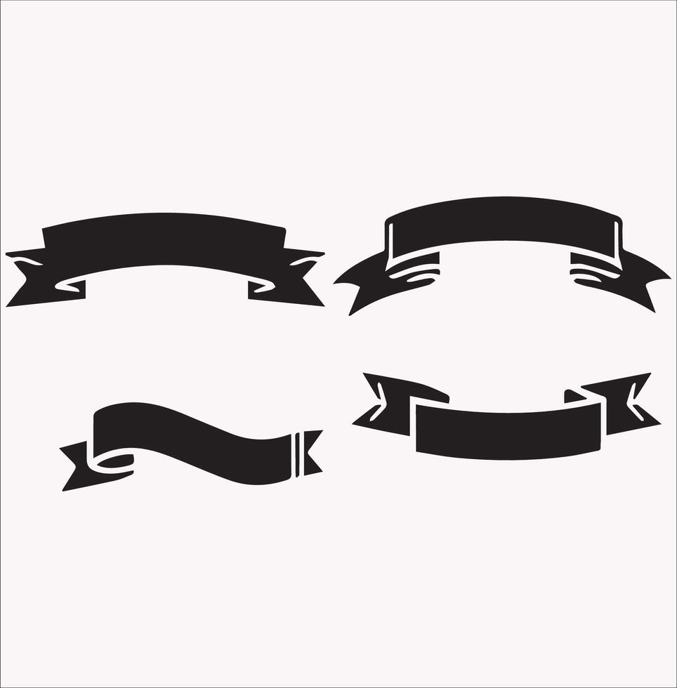 Set of Ribbon for Banner Collection Silhouette on White Background vector