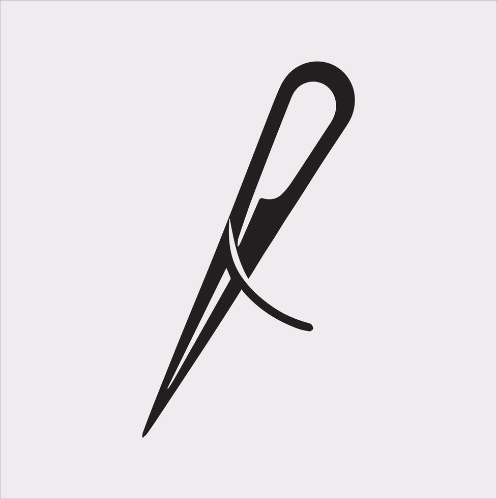 Basic Needle Icon Silhouette Design on White Background vector