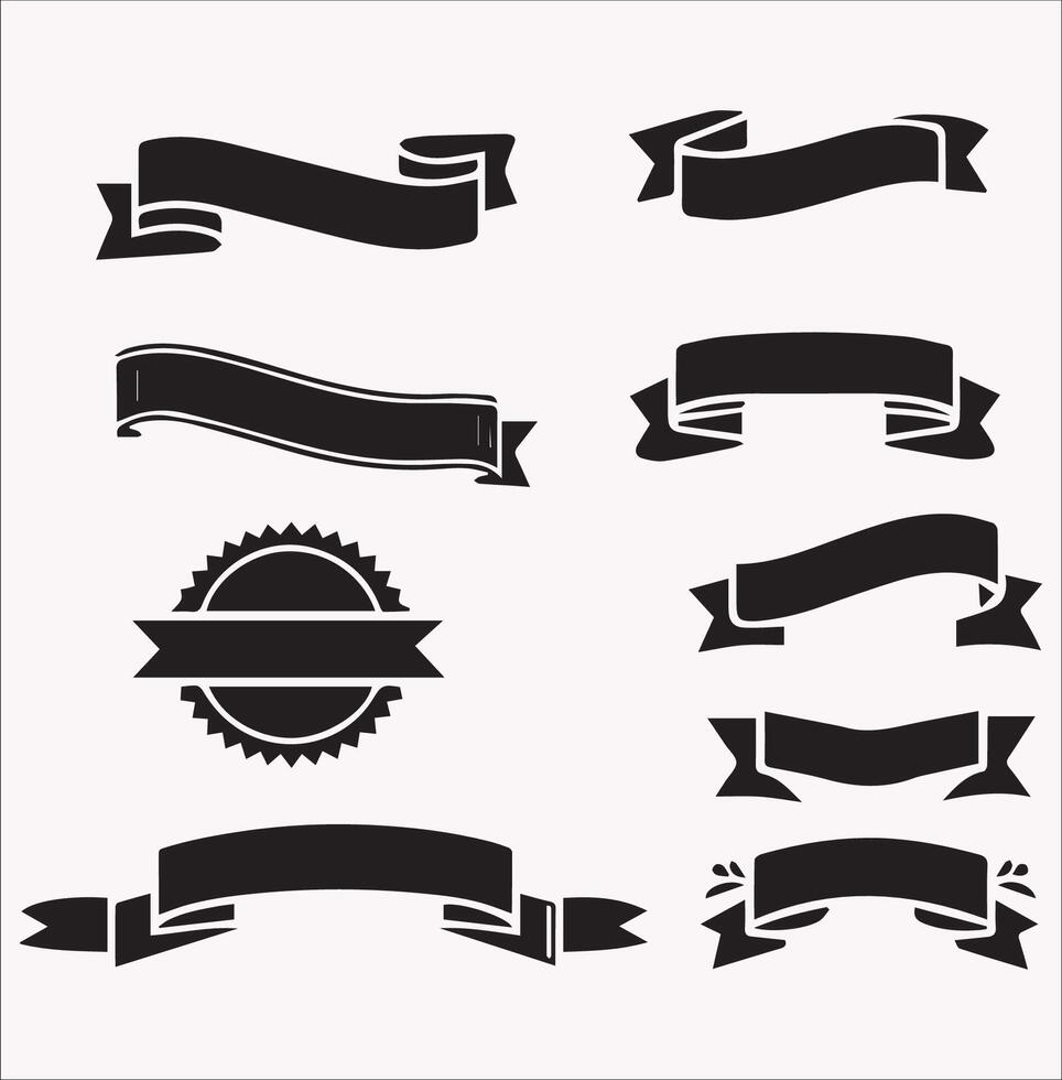 Ribbon Set for Banner Designs on White Background vector