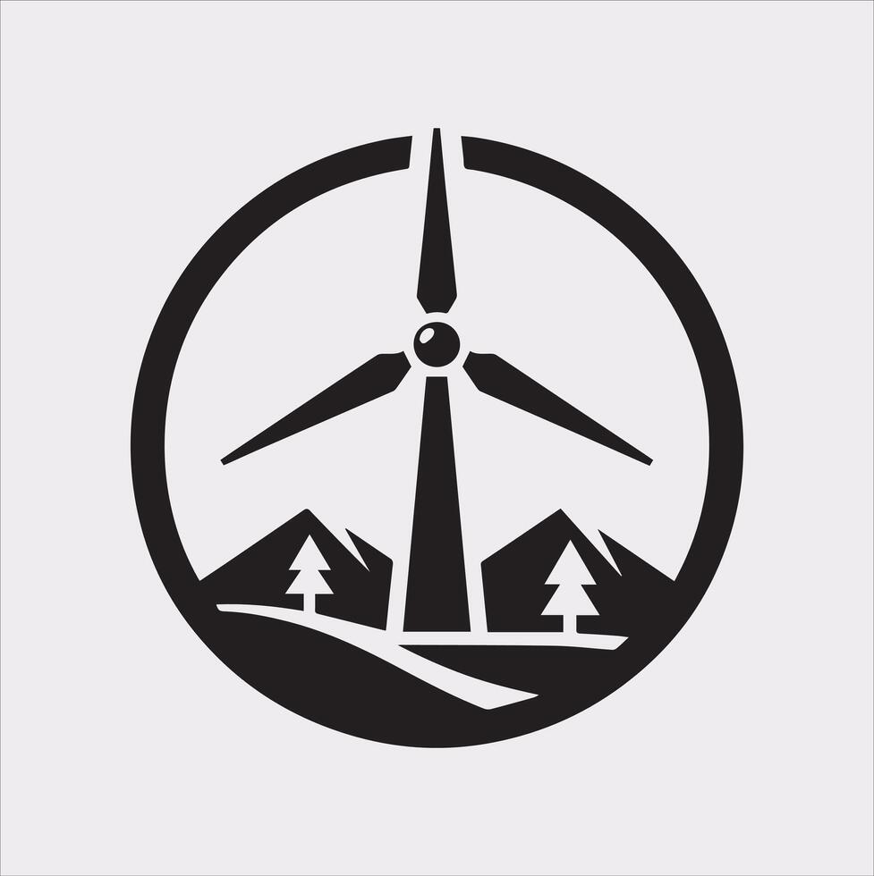 Wind Turbine Icon Silhouette for Environmental Graphics vector