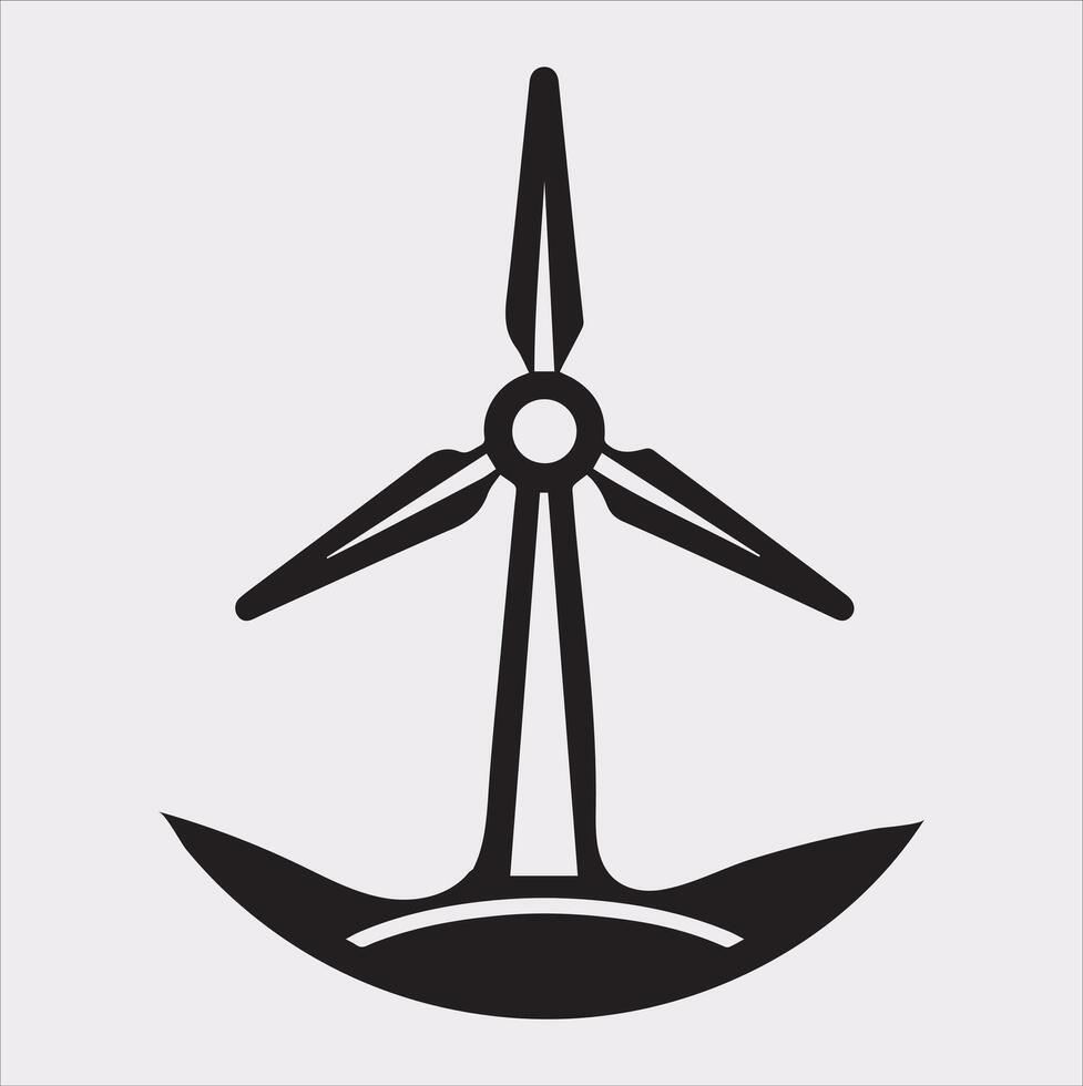 Unique Wind Power Icon Silhouette on Plain White Background vector