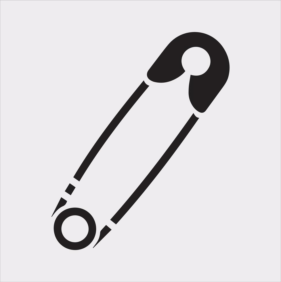 Safety Pin Symbol Silhouette on White Background vector