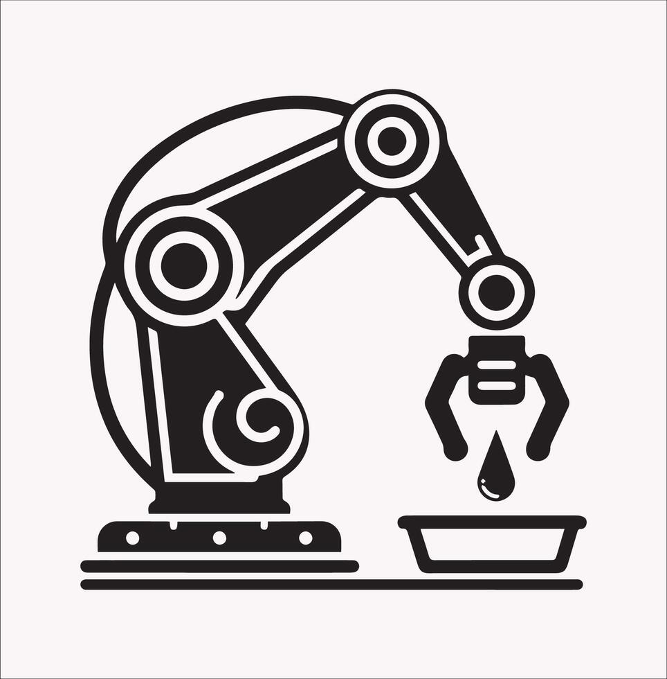High Quality Silhouette of Robotic Arm vector