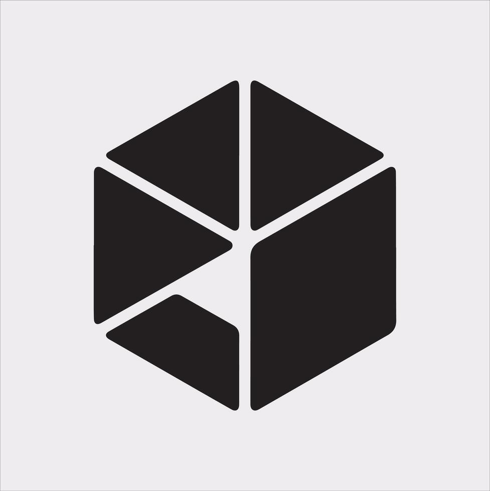 Geometric Isometric Cube Silhouette Icon on White Background vector
