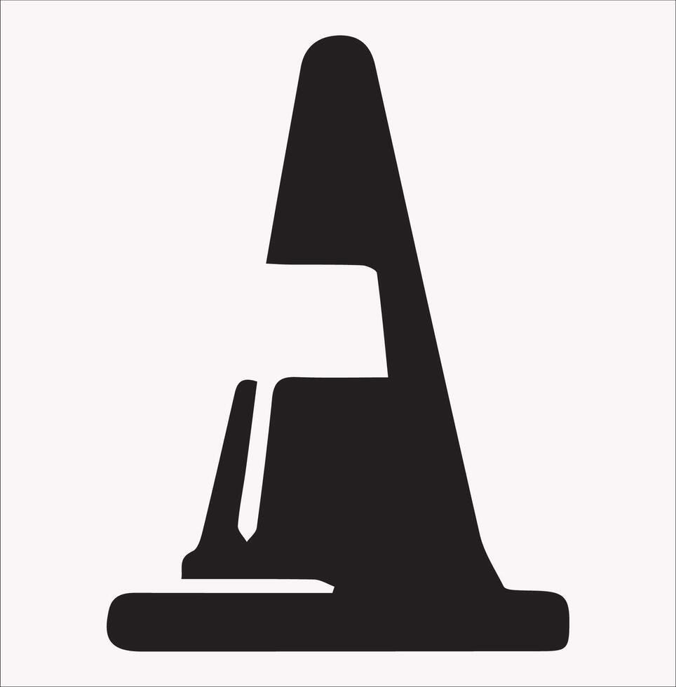 Simple and Clean Road Cone Icon Silhouette - White Background vector