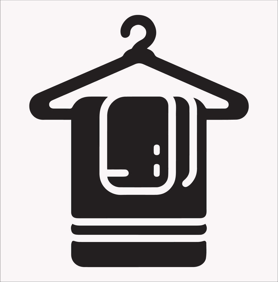 Towel Icon in Hanging Silhouette on White Background vector