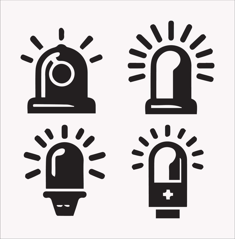 Flashlight Warning Alarm Light Silhouette on White Background vector