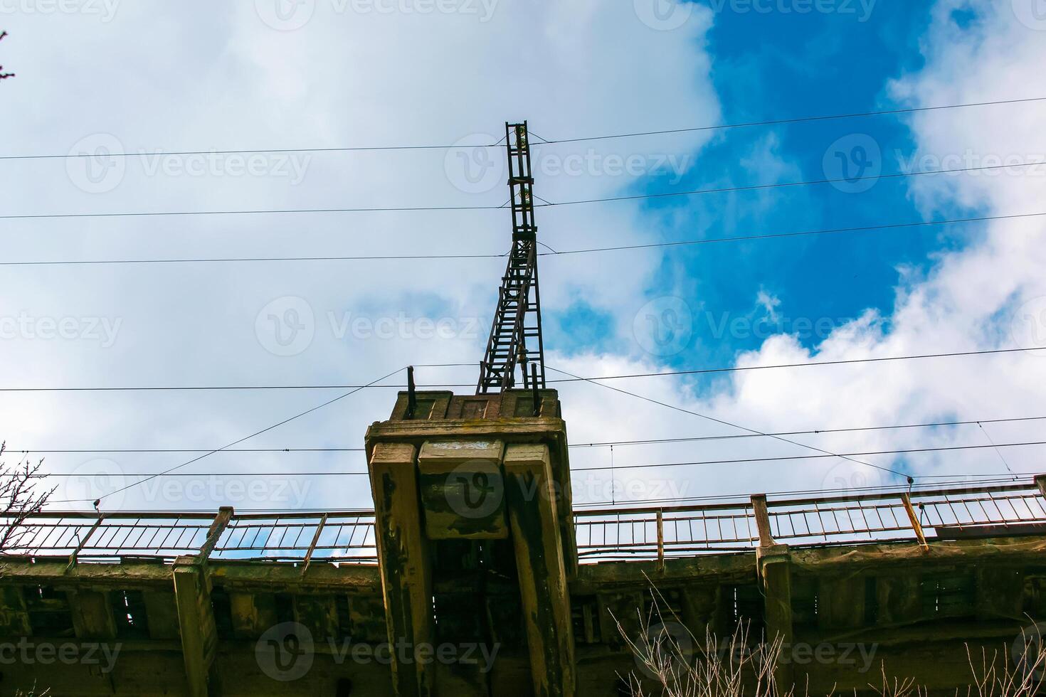 Structural elements of the old, built in the USSR, railway bridge across the Dnieper River. photo