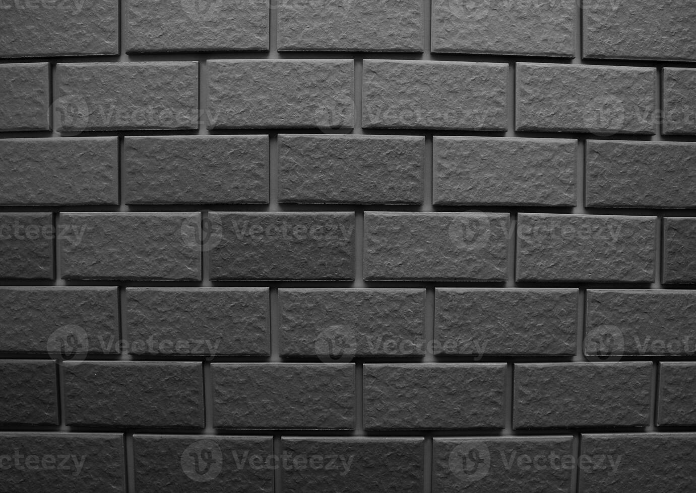 Straight Lines Of Tiles In Form Of Bricks On Wall Surface. Grayscale Stock Photo For Design Or Wallpaper
