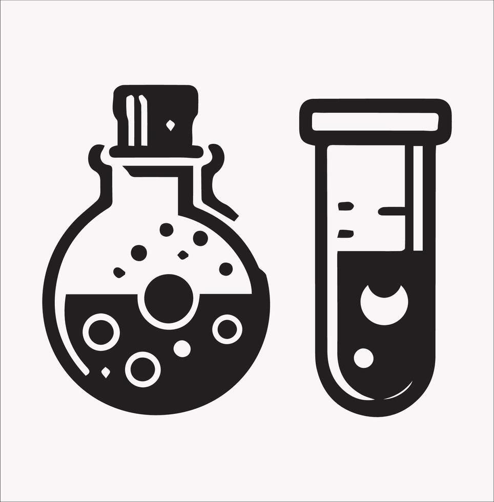 Different Style Test Tube Icons Silhouette on Plain Background vector