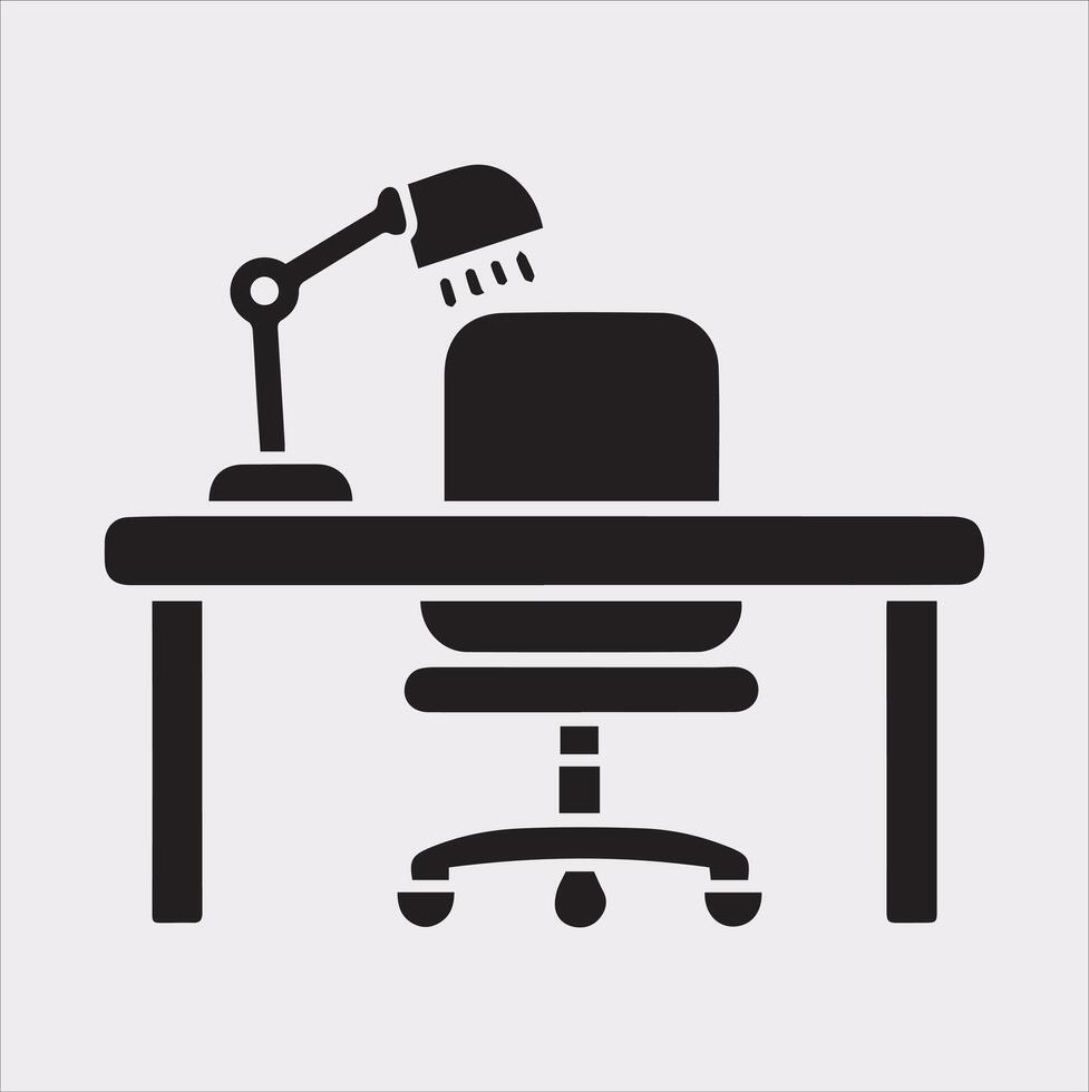 Simple Office Table Icon Silhouette on White Background vector