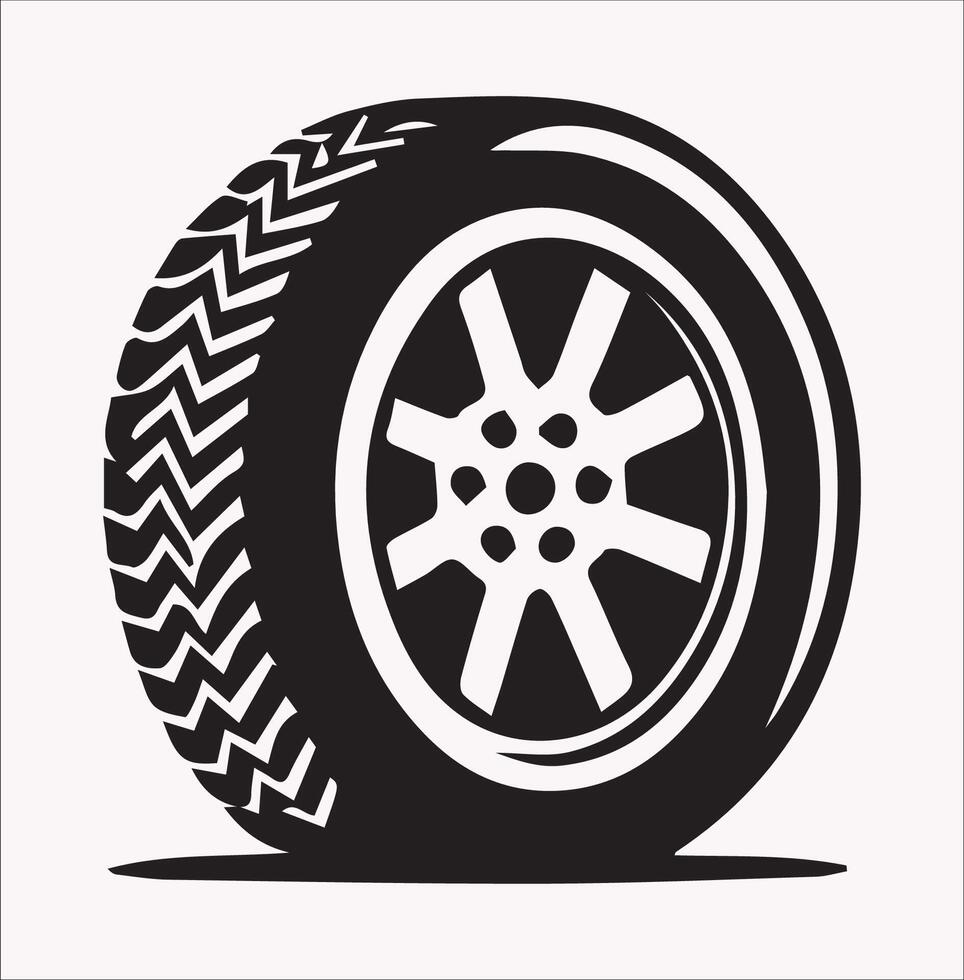 Car Tire Icons Silhouette in Monochrome on White Background vector