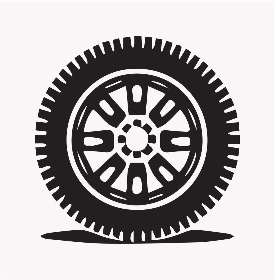 Car Tire Icons Silhouette on White Background vector