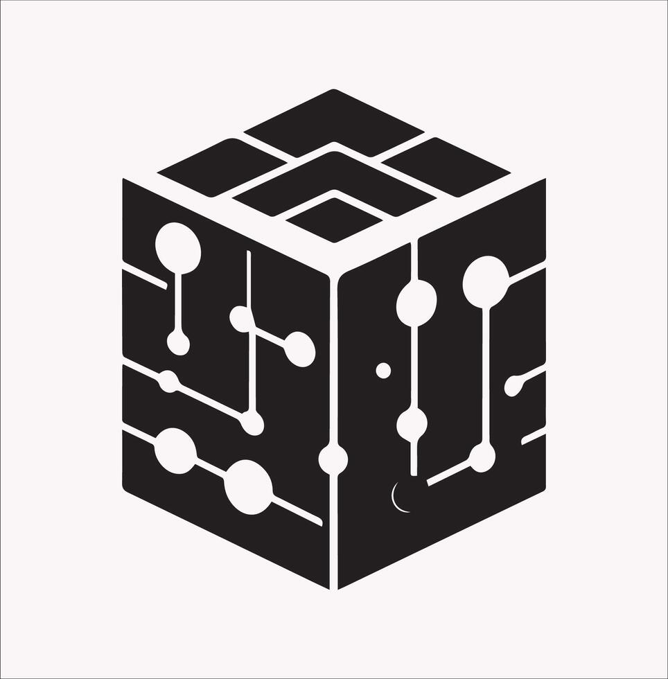 Isometric Cube Silhouette Icon for Minimalist Designs vector