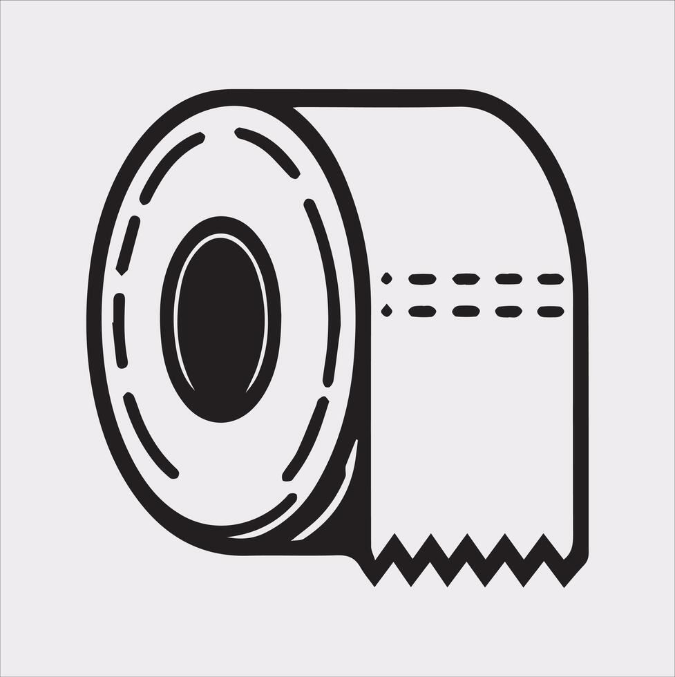 Simple Toilet Paper Line Icon Silhouette on White Background vector