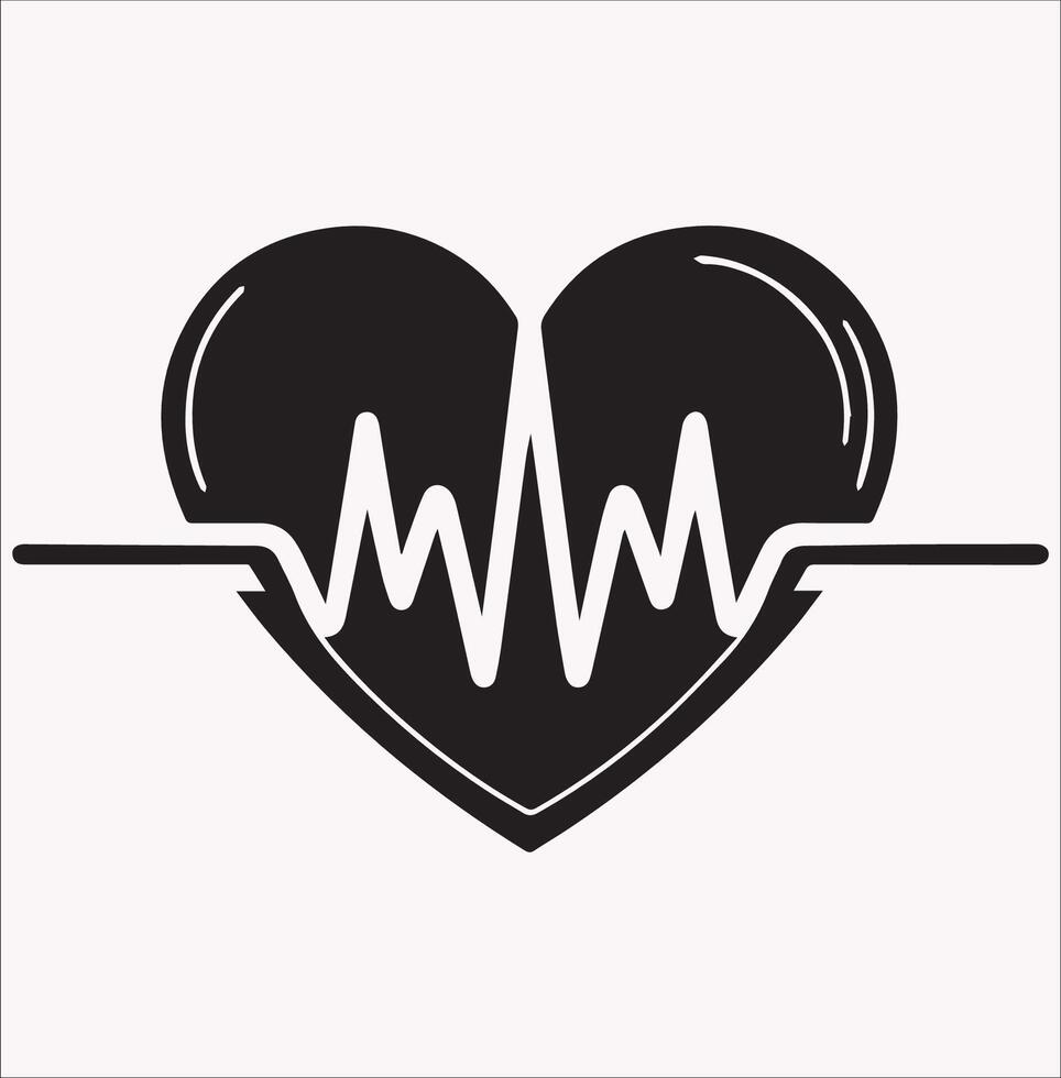 Cardiogram Heart Silhouette Design on White Background vector