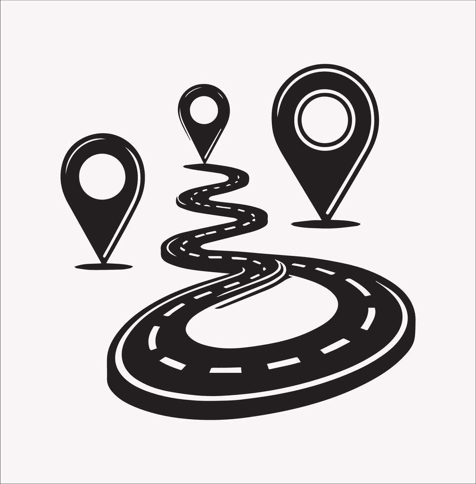 Path and Location Silhouette Design on Plain Background vector