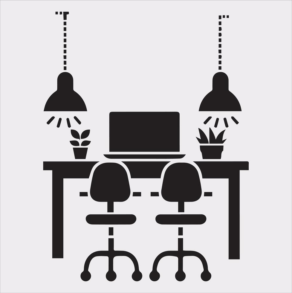 Office Table Silhouette Icon for Workplace Designs vector
