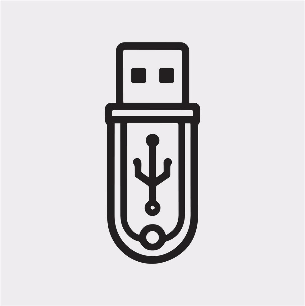 USB Flash Drive Silhouette Design Icon on White Background vector