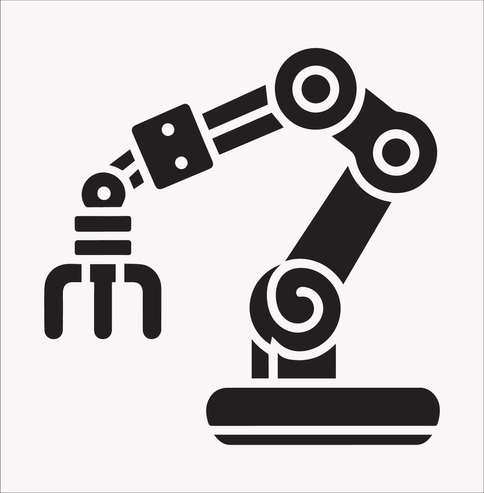 Robotic Arm Silhouette on White Background vector