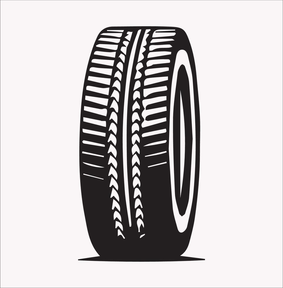 Car Tire Icon Silhouette Illustration on White Background vector