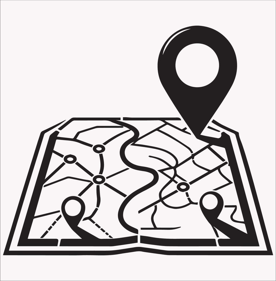 High Quality Path with Location Silhouette vector