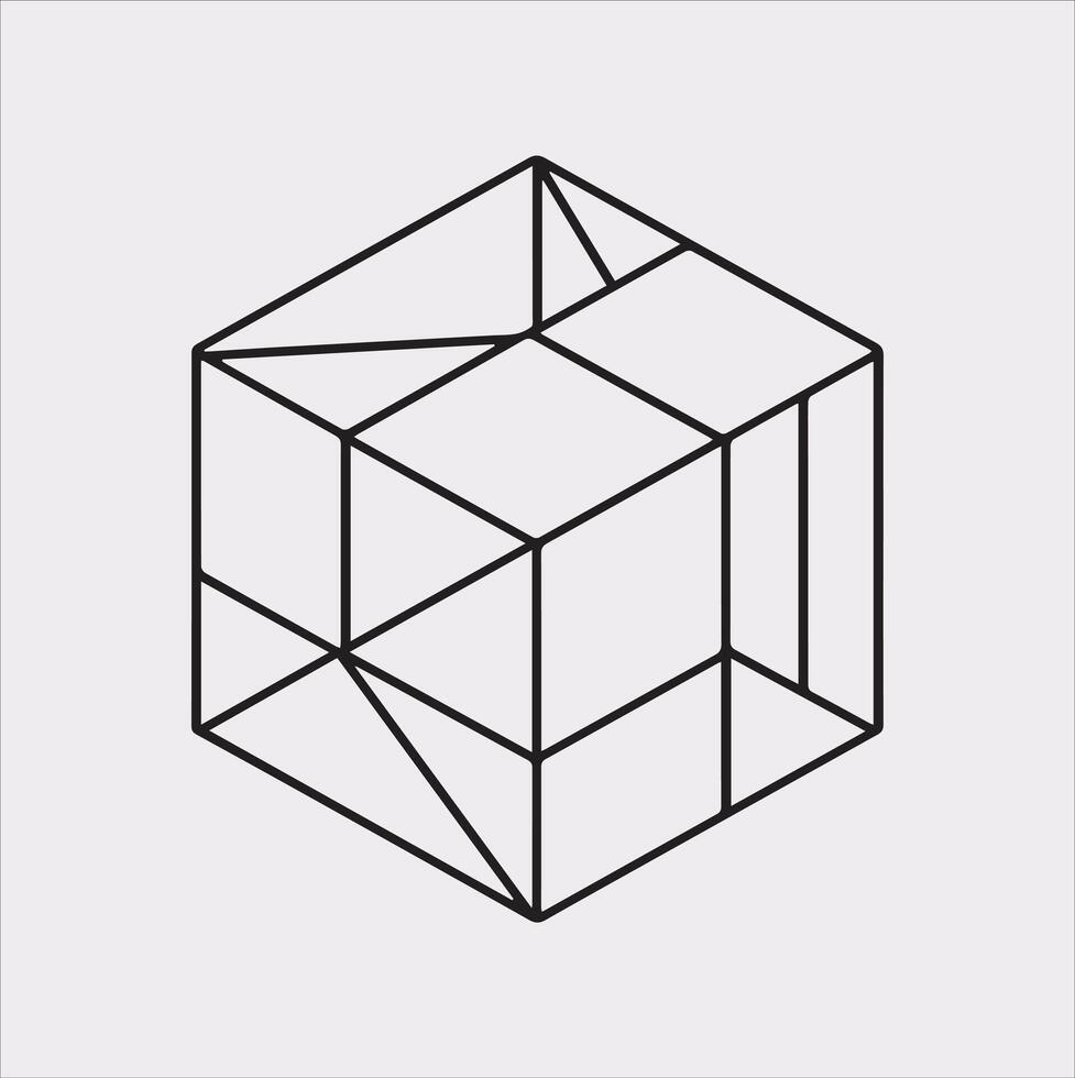 Simple and Clean Isometric Cube Silhouette Icon on White Background vector