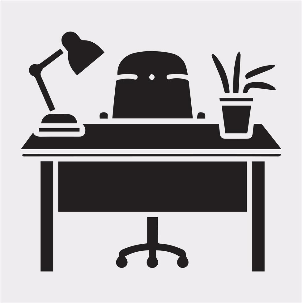 Simple Table Icon for Job and Workplace Silhouette vector