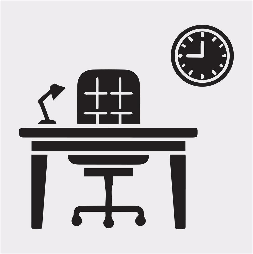 Workplace Table Silhouette Icon for Simple Job Design vector