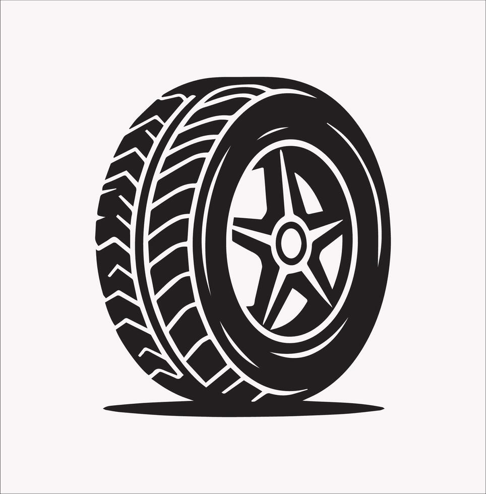 Minimalist Car Tire Icon Silhouette Design vector