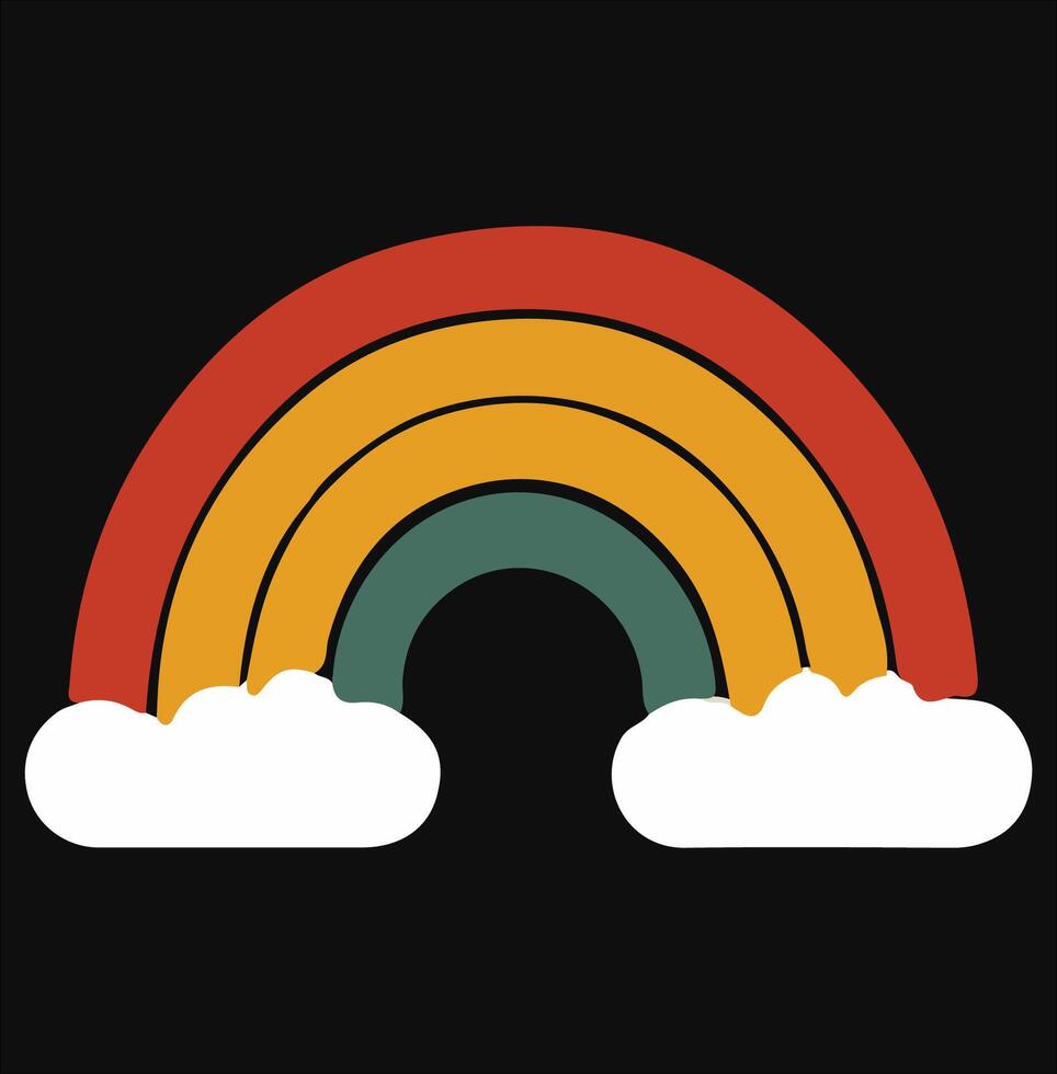 Bright Clouds and Rainbow Illustration on White Background vector