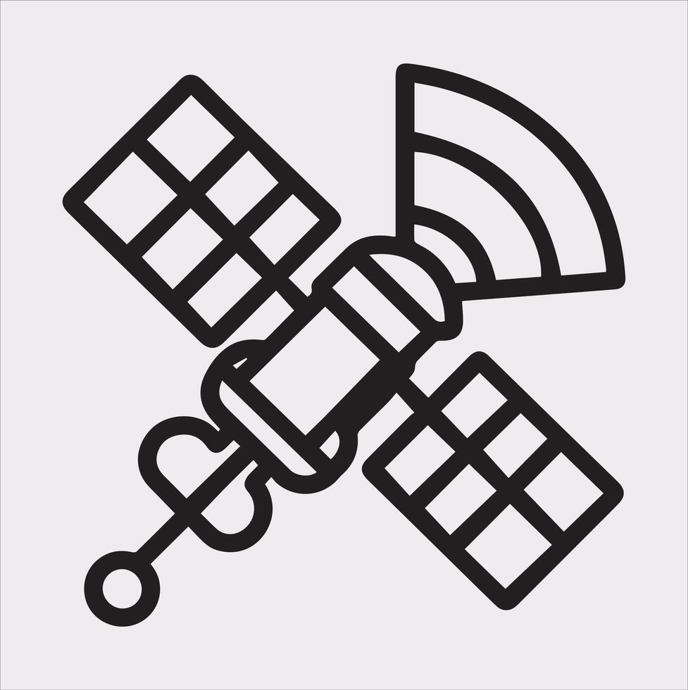 Satellite Line Silhouette Icon on White Background vector