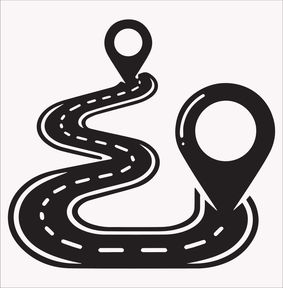 Silhouette of Path with Location on White Background vector