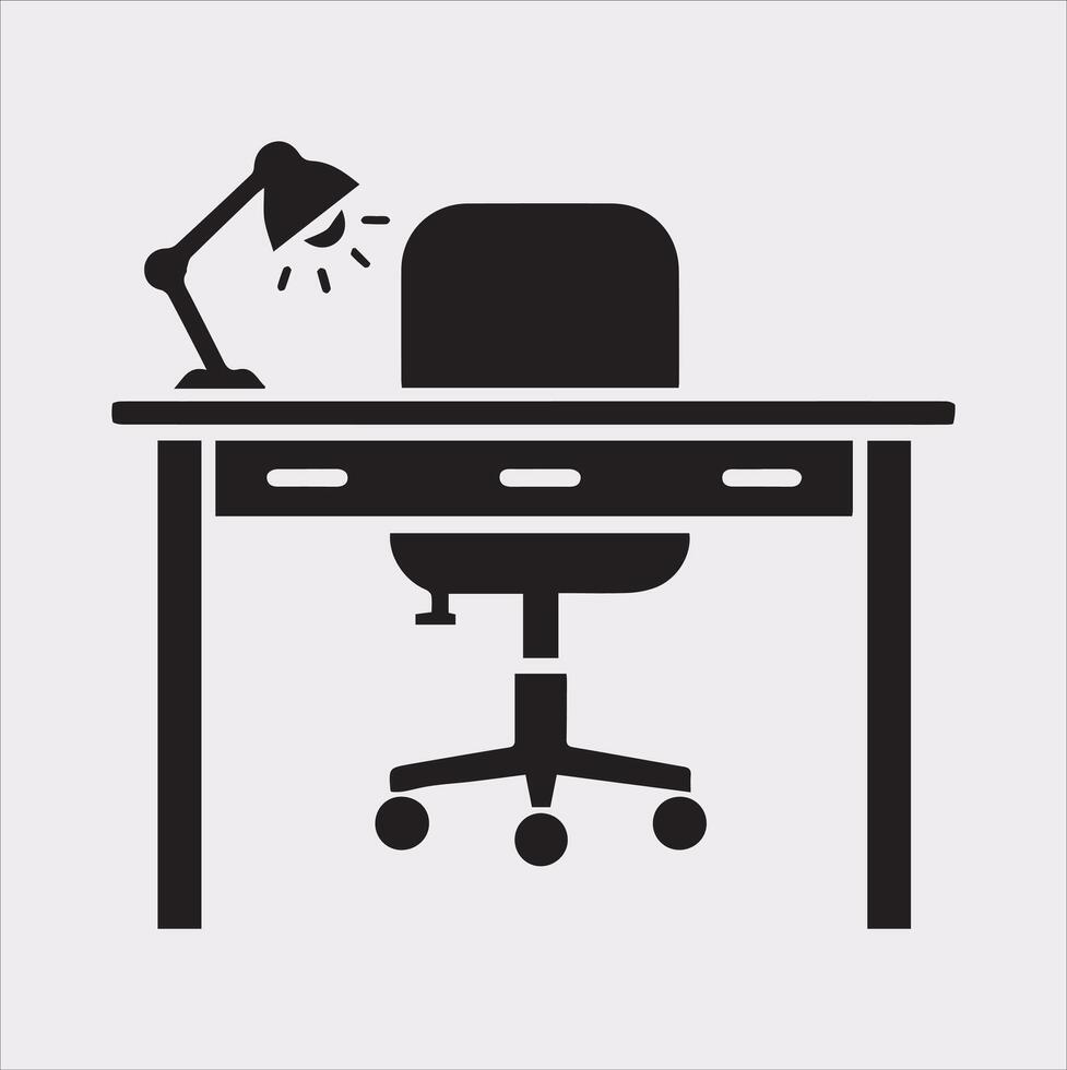 Table Icon for Workplace and Job Silhouette on White Background vector