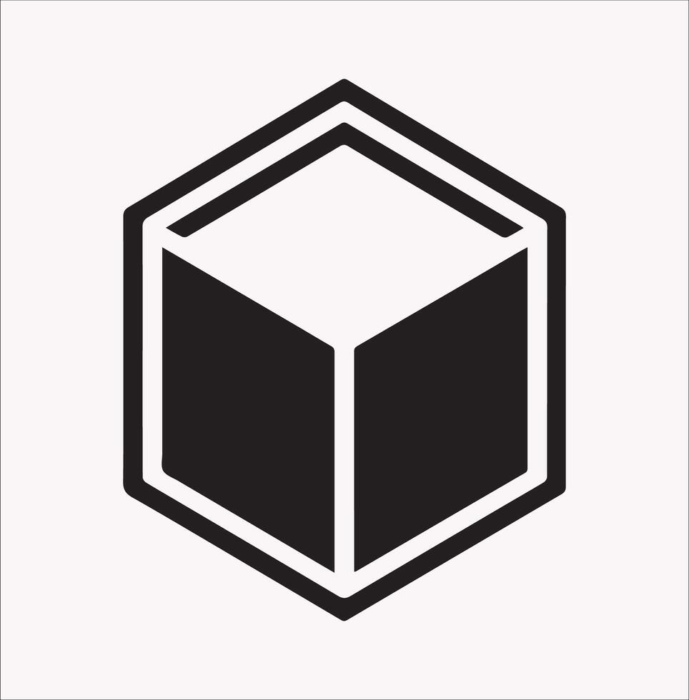 Modern Isometric Cube Silhouette Icon on White Background vector