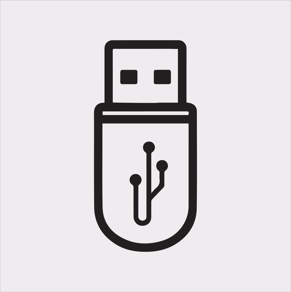 Clean USB Flash Drive Silhouette Icon on White Background vector