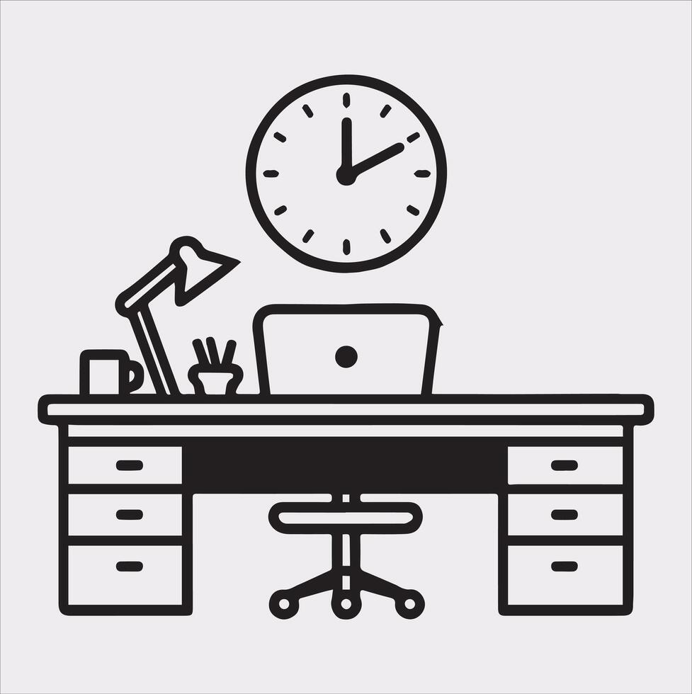 Job and Office Table Icon Silhouette for Minimalist Use vector