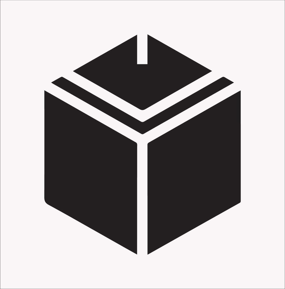 Simple Isometric Cube Silhouette Icon on White Background vector